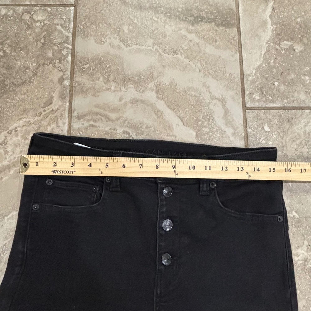 American Eagle Festival Flare Jeans Black High Rise Button Fly Womens 12 Regular - Picture 10 of 13